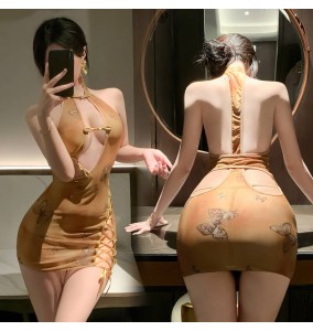 FEE ET MOI - Butterfly Dream Cut-out Cheongsam (Brown)